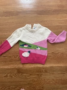 Jacadi Wool And Cashmere Cream And pink Sweater 3T  - Picture 1 of 14