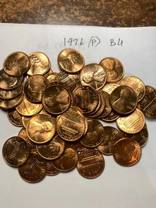 1976 (P) "BU" LINCOLN MEMORIAL CENT PENNY ROLL  50 COINS - Picture 1 of 1