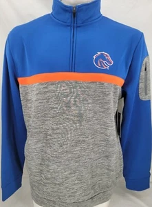 NEW Boise State BSU Broncos Colosseum Gray Blue LS 1/4 Zip Sweatshirt Men's L - Picture 1 of 10