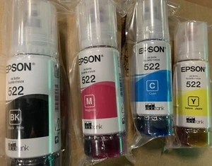 Genuine Epson 522 Ink Bottles 4 Pack for ET-2720 ET-2800 ET-2803 ET-4700 ET-4800 - Picture 1 of 1