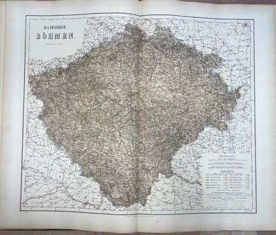 BOHEMIA 1873 C. GRAF VERY LARGE ANTIQUE DETAILED MAP 19TH CENTURY - Image 1 of 4