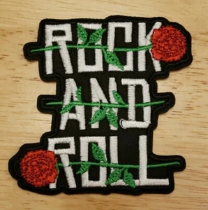 Patch Rock And Roll con Rose Fascia da Cucire Ferro Giacca in Metallo Ricamata 3" 0243 - Foto 1 di 4