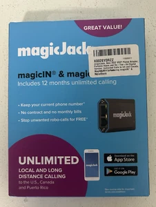 MagicJack - HOME VoIP Telephone Adapter with 12 Months of Service - Black - Photo 1/5