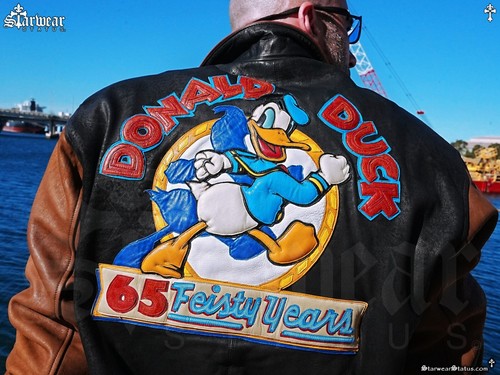 PALM ANGELS ?GRAAL!! Giacca Walt Disney Gallery anni 90 Paperino #111 pelle opera d'arte M L