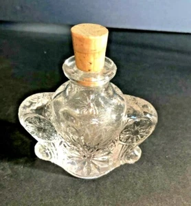 Vintage cut clear glass inkwell w/stopper ornate design  pre owned - Picture 1 of 7