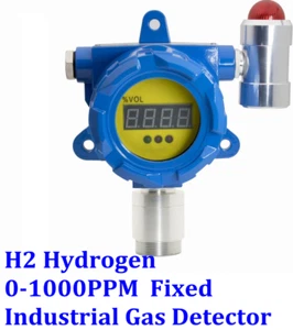 H2 Rilevatore Gas Fisso Idrogeno Display Allarme Monitor Industriale 0-1000PPM - Foto 1 di 10