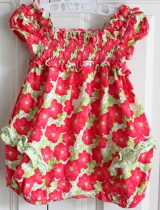 Mameluco Le Top Talla 3 Mo Flor Calada Volantes Rojo Verde Fondo a Presión - Imagen 1 de 4