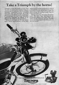 1967 Triumph Tiger Daytona 500 Motorcycle "Take by the Horns" Original Ad - Picture 1 of 1