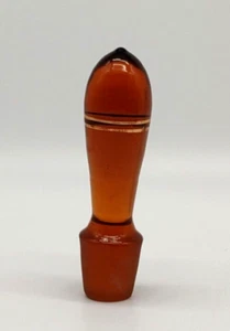 Vintage Amber Glass Stopper 2 Gold Lines Romania 4.75 In - Picture 1 of 10