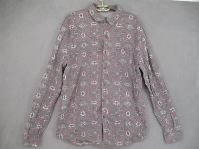 Camisa Stussy Para Hombre Grande Gris Rosa Paisley Manga Larga Patrón Abotonado Cuello Foto 1 de 4