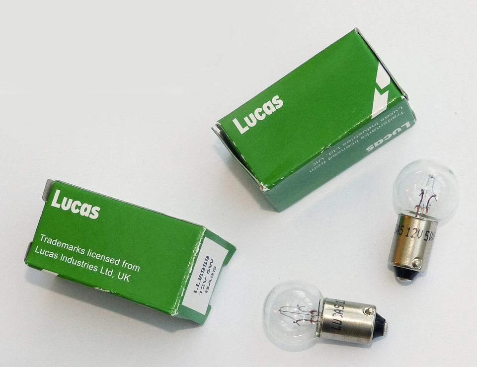 Lucas 12V 5W Pair Clear Bayonet Bulbs Side Lamp Bulbs LLB989, GLB989, Ba9s Base - Image 1 of 1