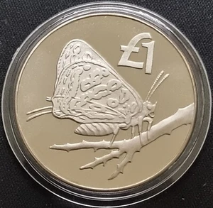 CIPRO 2002 CUNI 1 LIBBRA FARFALLA UNC BU MONETA IN CAPSULA - Foto 1 di 2