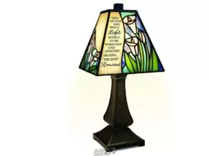 Carson Home Accents Corded Stained Glass Shade Memorial Lamp "Light Remains" - Picture 1 of 3