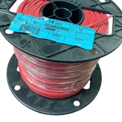 New 500' Encore Wire 14 AWG Red Superslick THHN THWN-2 Stranded Copper Spool - Image 1 of 3