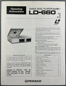 PIONEER LD-660 LASERDISC PLAYER ORIGINAL OPERATING INSTRUCTIONS MANUAL - Picture 1 of 1