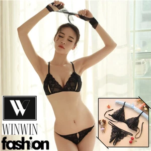Women Sexy Lingerie Erotic Open Crotch Lace Sexy Underwear Bra and T Pants - Picture 1 of 7