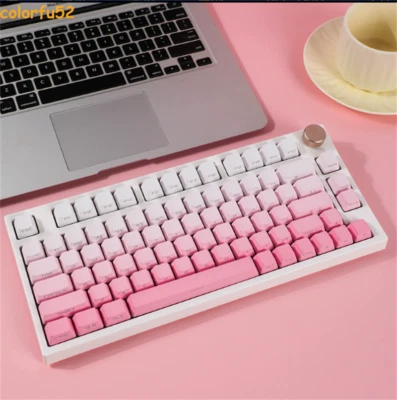 Sakura Pink Gradient PBT OEM Translucent Keycaps for Gaming Mechanical Keyboard - Image 1 of 4