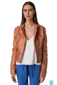 DIESEL Moto Metallic Rusty Leather Crumpled Jacket Size XS New - Picture 1 of 16
