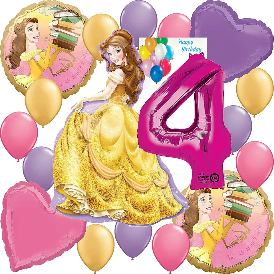 Beauty And The Beast Party Supplies Balloon Bouquet Princess Belle 4th Birthday - Image 1 of 1