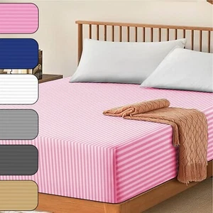 Extra Deep Fitted Sheets 500 T/C Pure Egyptian Cotton Sateen Satin Bed Sheets - Picture 1 of 101