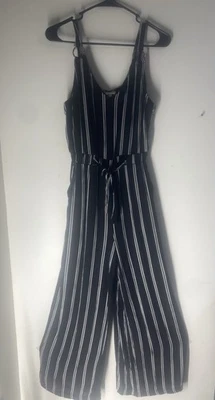 Mono Derek Corazón Negro Blanco Rayas Anillo Plateado Pierna Ancha Talla Mediana Foto 1 de 3