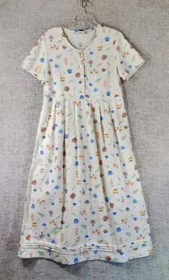 Lands End Linen Blend Maxi Dress Womens 10 Novelty Print Cottage Tea Picnic - Image 1 of 4