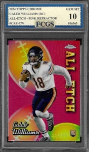 2024 Topps Chrome Caleb Williams RC All-Etch Pink Refractor FCGS 10 GEM MINT - Picture 1 of 2