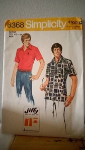 Vintage Sewing Pattern Simplicity 6368 Men's Button Shirt Large Uncut - Picture 1 of 6