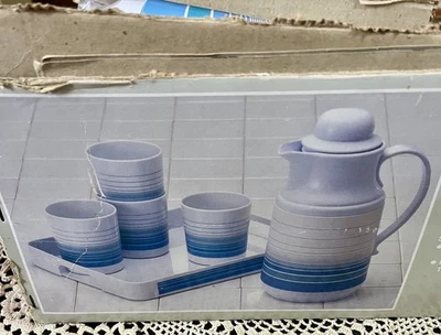 De Colección Años 80 Térmico Servir Fiesta Set Bandeja, Tazas y Jarra Playa Dorado Niñas NUEVO Foto 1 de 3