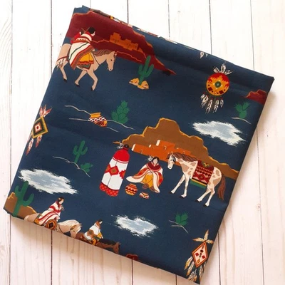 VIP Cranston Joan Messmore Navajo Native American Cotton Fabric Blue 1 7/8 yds - Image 1 of 4