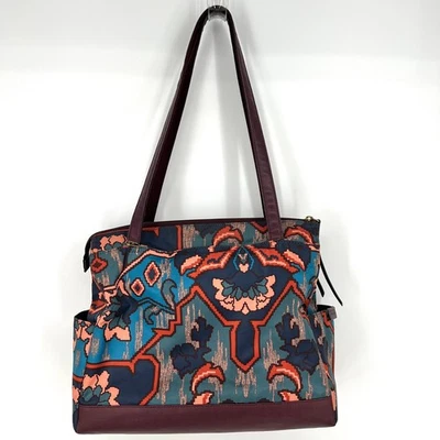 Bolso de Mano Grande Fossil Jenna Shopper Azul Multi Cartera Doble Asa con Dije de Llave Foto 1 de 4