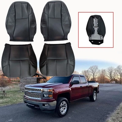 Кожаный чехол на сиденье водителя и пассажира черный для Chevy Silverado 1500 2500 2007-14 годов выпуска - Изображение 1 из 4