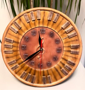 Unique Handmade Wooden Wall Clock With Piano Keys, Vintage Decor, Original Rare - Picture 1 of 24