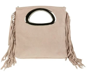 Genuine Suede Fringes Italian Vera Pelle Handbag Tassels Handle Designer Fashion - Picture 1 of 81