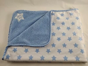 Just Born Blue Stars Baby Boy Satin Trim Blanket White Blue Kohls 30" X 40"  - Picture 1 of 2