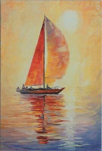 Nueva tarjeta de imagen impresionista 4""x6"" UNP B2419~Velero Amanecer - Imagen 1 de 4