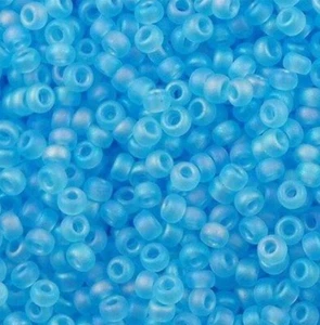 Miyuki Round Seed Bead 11/0 Matte Light Blue AB Transparents 24gm Vial - Picture 1 of 1