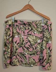 New Jones New York Size XXL Faux Wrap Skort Pink Green Palm Leaves Tennis Golf - Picture 1 of 10