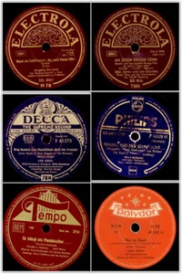 6x "SO KLINGEN DIE 50er JAHRE AUF DEM GRAMMOPHON, SCHELLACKPLATTE 78RPM Set305D - Picture 1 of 14
