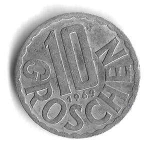 1969 Austria 10 Groschen World Coin - KM# 2878 - Picture 1 of 2