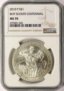 2010-P Boy Scouts Centennial Commemorative Silver Dollar $1 NGC MS70 - Picture 1 of 4