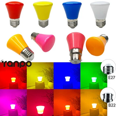 LED Colored Light Bulbs E27 B22 2W 110V 220V Red Yellow Blue White Party Decor - Image 1 of 4