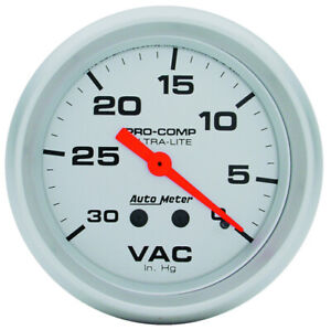 Auto Meter Ultra-Lite Series Vacuum Gauge 2-5/8" Mechanical 30 In. Hg. AU4484