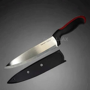 TUPPERWARE D87 ERGONOMIC KOCHMESSER + SCHUTZKAPPE ROT SCHWARZ - Bild 1 von 2
