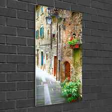 Wandbild Kunst-Druck auf Hart-Glas senkrecht 50x100 Italienische Straßen
