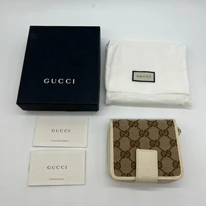 Authentic Gucci Purse Wallet #346056 Canvas French GG Dollar Leather NEW UNUSED - Picture 1 of 12