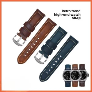 Genuine Leather Watch Band Strap Vintage Oil Wax Quick Release Wristband 18-26mm - Picture 1 of 34