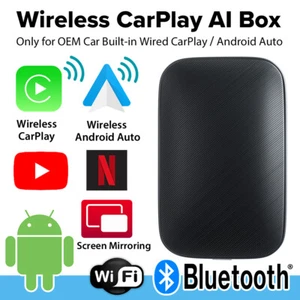 Car Wireless CarPlay AI box Android Auto Adapter Converter Screen Mirroring WiFi - Picture 1 of 7