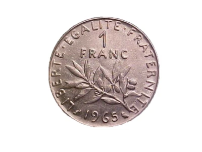 1965 França 1 Franco KM# 925.1 - Boa Moeda de Colecionador Circ de Alta Qualidade! -c2744xux - Imagem 1 de 2