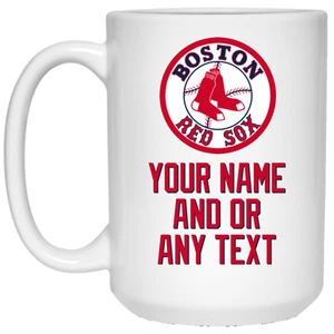 Custom Personalized Boston Red Sox Logo v2 White 15 oz Ceramic Coffee Mug Cup - Picture 1 of 3